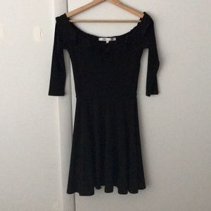 Fit and flair off the shoulder little black dress